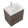 База под раковину BELBAGNO UNO-600-2C-SO-СO подвесная с фрезерованными ручками по всей длине фасада с двумя выкатн. ящ., Бежевый матовый, 600x455x608, UNO-600-2C-SO CO